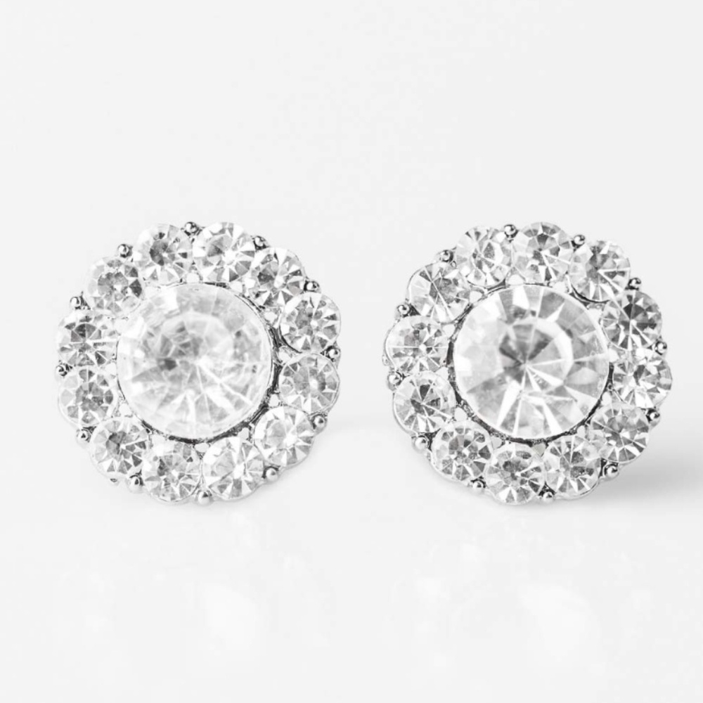 Post Earrings - Snow Blossoms White Rhinestone